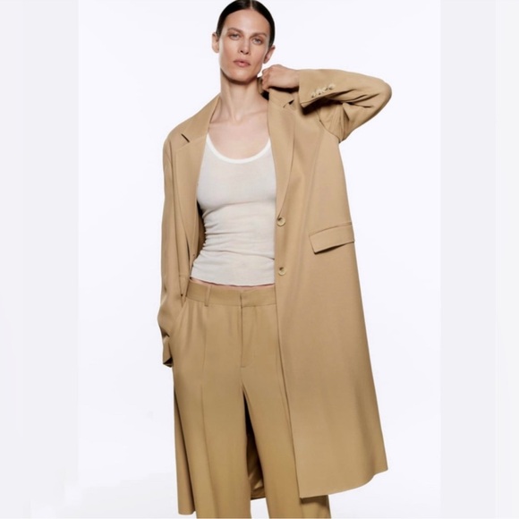 Zara Jackets & Blazers - Zara flowy mink tan trench cost    ‎ size Large